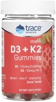 Вітамін D3 та K2, смак полуниці, Vitamin D3 + K2 Gummies, Trace Minerals, 60 жувальних цукерок
