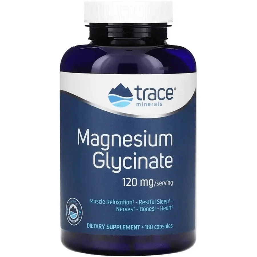 Гліцинат магнію, 120 мг, Magnesium Glycinate, Trace Minerals, 180 капсул: ціни та характеристики
