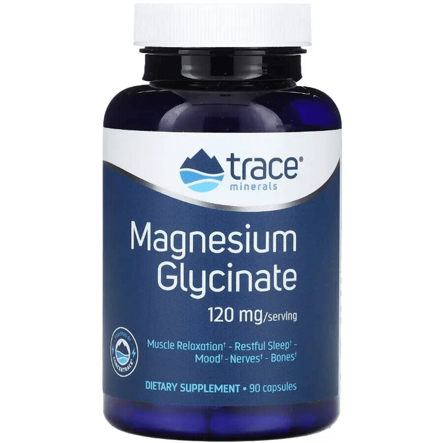 Гліцинат магнію, 120 мг, Magnesium Glycinate, Trace Minerals, 90 капсул: ціни та характеристики