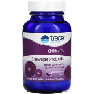 Дитячий пробіотик, смак винограду, Children's Chewable Probiotic, Trace Minerals, 30 жувальних таблеток