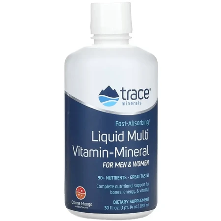 Рідкі мультивітаміни та мінерали, смак апельсин та манго, Liquid Multi Vitamin-Mineral, Trace Minerals, 887 мл: ціни та характеристики