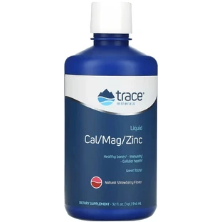 Жидкий кальций, магний, цинк, вкус клубники, Liquid Cal Mag Zinc, Trace Minerals, 946 мл