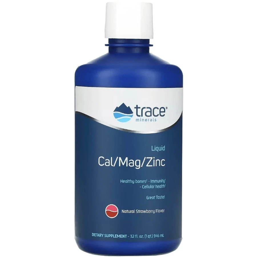 Жидкий кальций, магний, цинк, вкус клубники, Liquid Cal Mag Zinc, Trace Minerals, 946 мл: цены и характеристики
