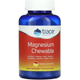 Магний, вкус малина и лимон, Magnesium Chewable, Trace Minerals, 120 жевательных таблеток