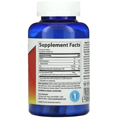 Магний, вкус малина и лимон, Magnesium Chewable, Trace Minerals, 120 жевательных таблеток: цены и характеристики