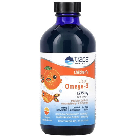 Омега-3 для детей, 1275 мг, вкус апельсина, Children's Liquid Omega-3, Trace Minerals, 237 мл