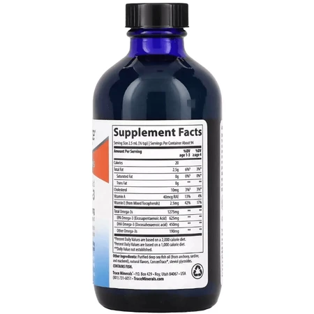 Омега-3 для дітей, 1275 мг, апельсиновий смак, Children's Liquid Omega-3, Trace Minerals, 237 мл: ціни та характеристики