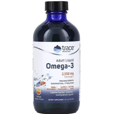 Омега-3, 2550 мг, вкус апельсина, Adult Liquid Omega-3, Trace Minerals, 237 мл: цены и характеристики