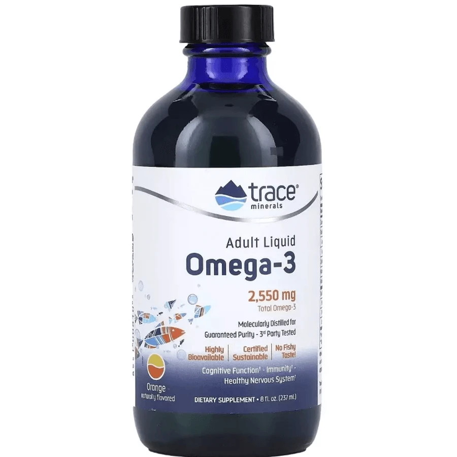 Омега-3, 2550 мг, вкус апельсина, Adult Liquid Omega-3, Trace Minerals, 237 мл: цены и характеристики