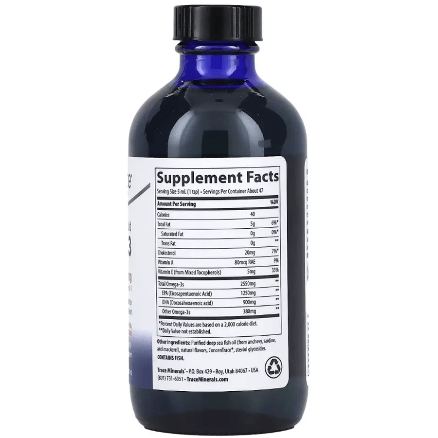 Омега-3, 2550 мг, вкус апельсина, Adult Liquid Omega-3, Trace Minerals, 237 мл: цены и характеристики