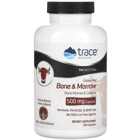 Зміцнення кісток, Grass-Fed Bone & Marrow, Trace Minerals, 180 капсул