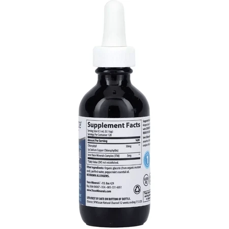 Хлорофіл Концентрований іонний, 6000 мг, смак м'яти, Concentrated Ionic Chlorophyll, Trace Minerals, 59 мл: ціни та характеристики