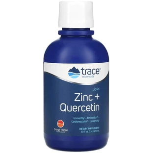 Цинк та кверцетин, смак апельсин та манго, Liquid Zinc + Quercetin, Trace Minerals, 473 мл