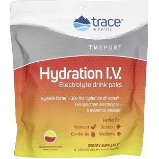 Електроліти, смак малини, Electrolyte Drink Paks, Trace Minerals, 16 пакетів