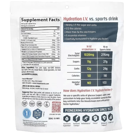 Електроліти, смак малини, Electrolyte Drink Paks, Trace Minerals, 16 пакетів: ціни та характеристики