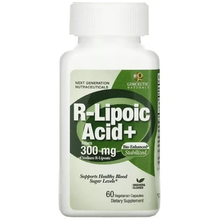 R-ліпоєва кислота, R-Lipoic Acid+, Genceutic Naturals, 60 вегетаріанських капсул