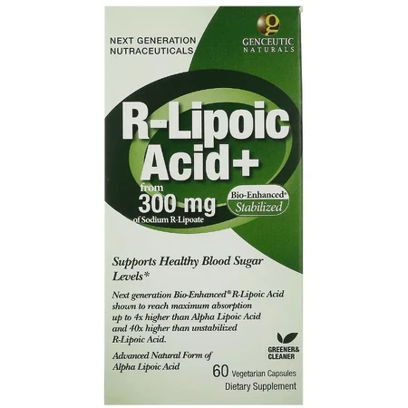 R-ліпоєва кислота, R-Lipoic Acid+, Genceutic Naturals, 60 вегетаріанських капсул: ціни та характеристики