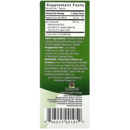 R-ліпоєва кислота, R-Lipoic Acid+, Genceutic Naturals, 60 вегетаріанських капсул: ціни та характеристики