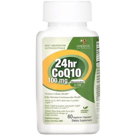 Коэнзим Q10, 100 мг, CoQ10, Genceutic Naturals, 60 вегетарианских капсул