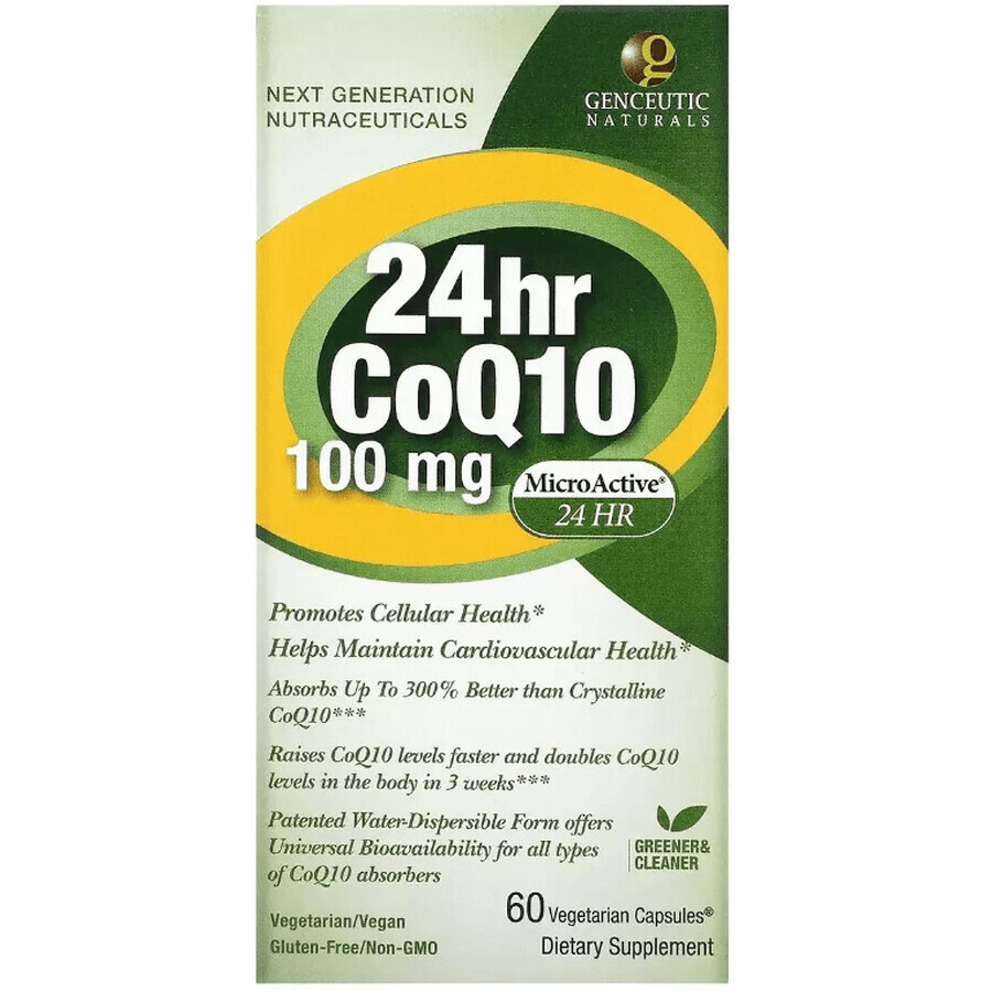 Коензим Q10, 100 мг, CoQ10, Genceutic Naturals, 60 вегетаріанських капсул: ціни та характеристики