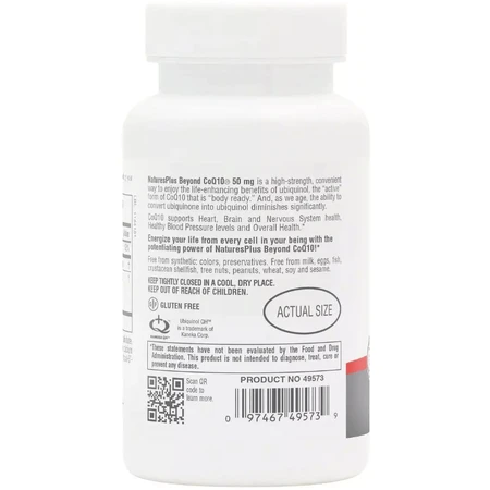 Коэнзим Q10, Убихинол, 50 мг, Beyond CoQ10, Natures Plus, 60 гелевых капсул: цены и характеристики