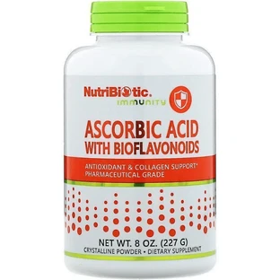 Аскорбінова кислота з біофлавоноїдами в порошку, Ascorbic Acid with Bioflavonoids, NutriBiotic, 227 г