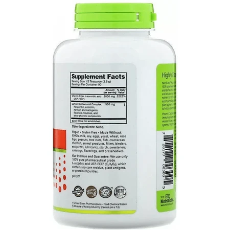 Аскорбінова кислота з біофлавоноїдами в порошку, Ascorbic Acid with Bioflavonoids, NutriBiotic, 227 г: ціни та характеристики