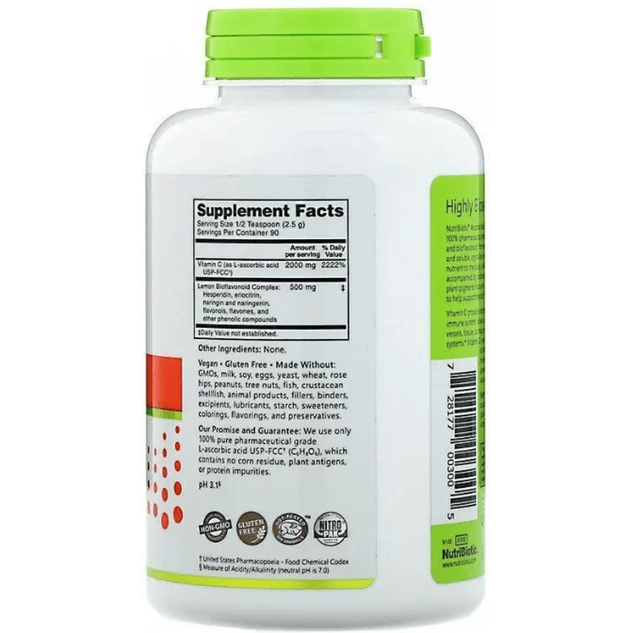 Аскорбінова кислота з біофлавоноїдами в порошку, Ascorbic Acid with Bioflavonoids, NutriBiotic, 227 г: ціни та характеристики