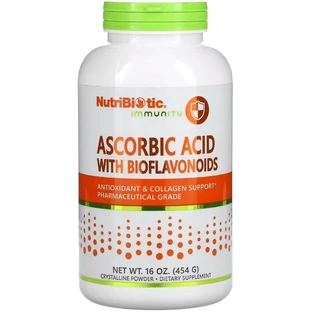 Аскорбиновая кислота с биофлавоноидами в порошке, Ascorbic Acid with Bioflavonoids, NutriBiotic, 454 г
