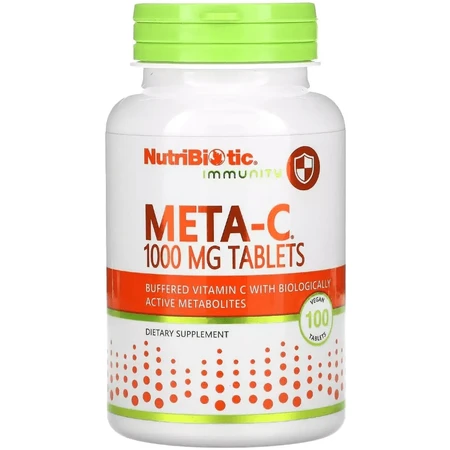 Буферизований вітамін С з метаболітами, 1000 мг, Meta-C, Immunity, NutriBiotic, 100 таблеток: ціни та характеристики