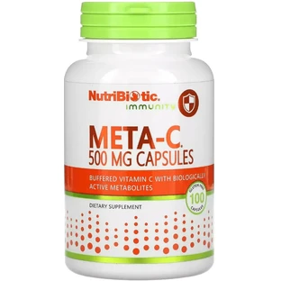 Буферизований вітамін С з метаболітами, 500 мг, Meta-C, Immunity, NutriBiotic, 100 капсул