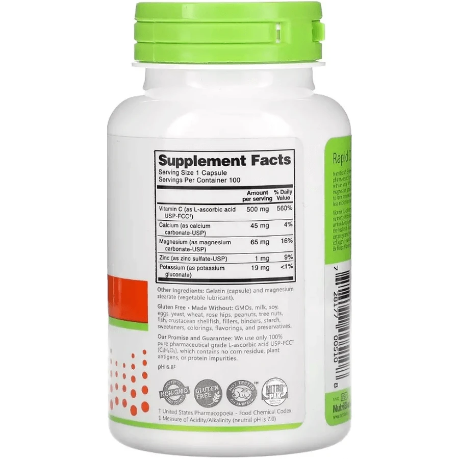 Витамин C буферизованный, 500 мг, Buffered Vitamin C, NutriBiotic, 100 капсул: цены и характеристики