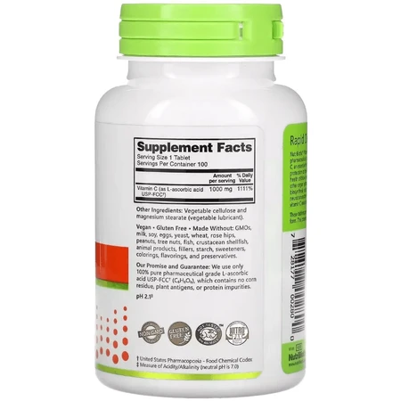 Вітамін C, 1000 мг, Vitamin C, NutriBiotic, 100 таблеток: ціни та характеристики