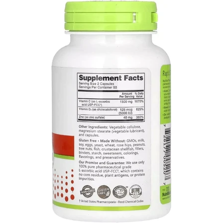 Витамин C, D3 и цинк, Immunity, Vitamin C, D3 & Zinc, NutriBiotic, 100 капсул: цены и характеристики