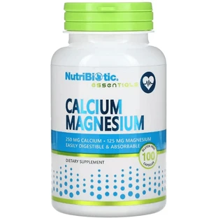 Кальций и Магний, Calcium Magnesium, NutriBiotic, 100 капсул