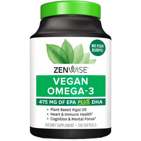 Омега-3 для веганов, Vegan Omega-3, Zenwise, 120 гелевых капсул