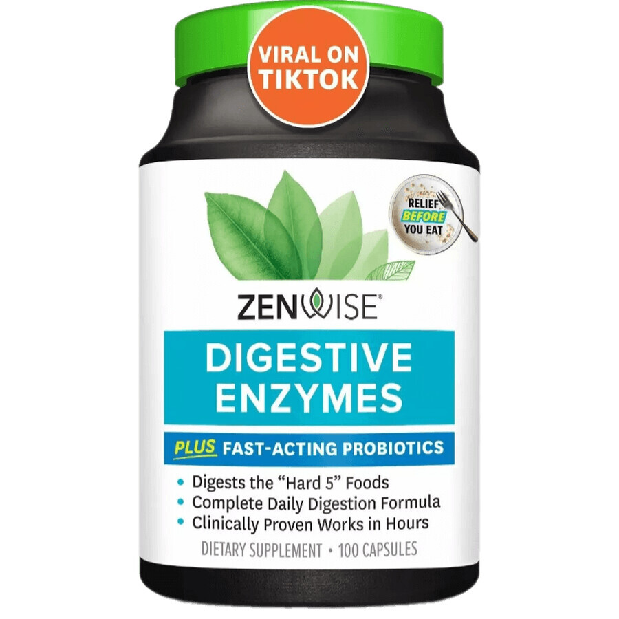 Травні ферменти та швидкодіючі пробіотики, Digestive Enzymes with Probiotics, Zenwise, 100 капсул: ціни та характеристики