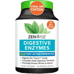 Пищеварительные ферменты и быстродействующие пробиотики, Digestive Enzymes with Probiotics, Zenwise, 180 капсул