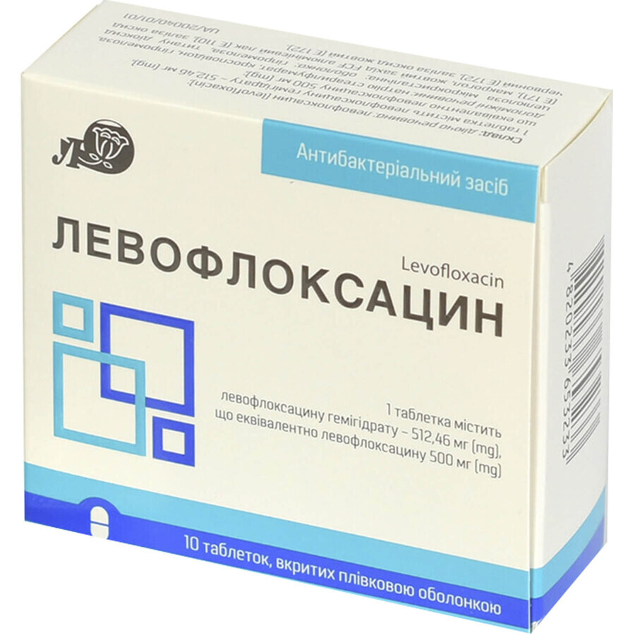 Левофлоксацин таблетки, в/плів. обол. по 500 мг №10 : ціни та характеристики
