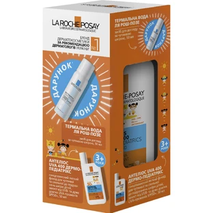 Набір La Roche-Posay Флюїд для обличчя Антеліос Дермо-педіатрікс сонцезахисний для чутливої шкіри SPF50+ 50 мл + Вода термальна 50 мл 