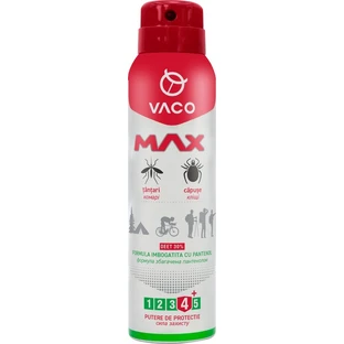 Аэрозоль от насекомых Vaco Max от комаров, клещей и мошек Deet 30% с пантенолом 100 мл
