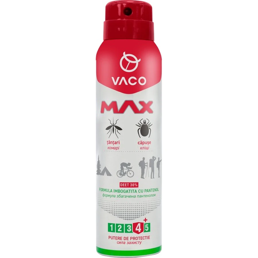 Аэрозоль от насекомых Vaco Max от комаров, клещей и мошек Deet 30% с пантенолом 100 мл: цены и характеристики