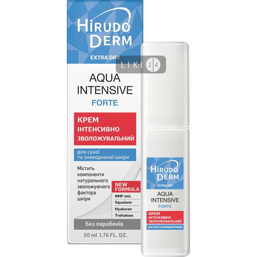 Крем для обличчя Біокон Aqua Hirudo Derm Extra Dry Intensive Forte інтенсивно зволожуючий, 50 мл: ціни та характеристики