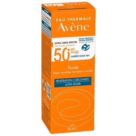 Флюїд Avene сонцезахисний для нормальної та комбінованої чутливої ​​шкіри SPF 50+, 50 мл: ціни та характеристики