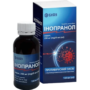 Інопранол сироп 250 мг/5 мл флакон 120 мл