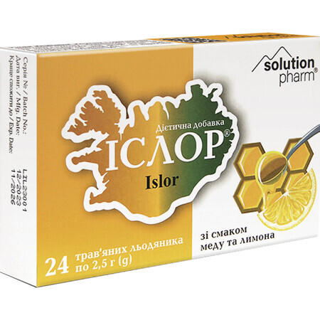 Іслор льодяники трав'яні Solution Pharm зі смаком меду та лимону №24