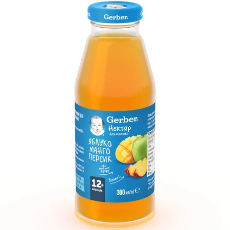 Нектар детский Nestle Gerber яблочно-мангово-персиковый с 12 месяцев 300 мл: цены и характеристики