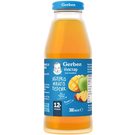 Нектар детский Nestle Gerber яблочно-мангово-персиковый с 12 месяцев 300 мл: цены и характеристики