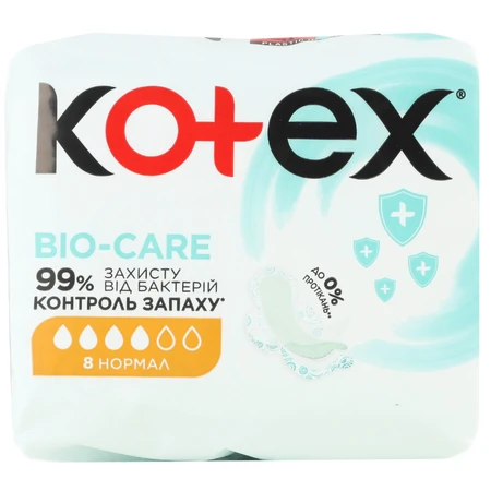 Гигиенические прокладки Kotex Bio-Care Нормал, с антибактериальным слоем, 8 шт.: цены и характеристики