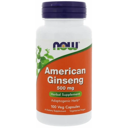 Женьшень американский, American Ginseng, Now Foods, 500 мг, 100 вегетарианских капсул: цены и характеристики